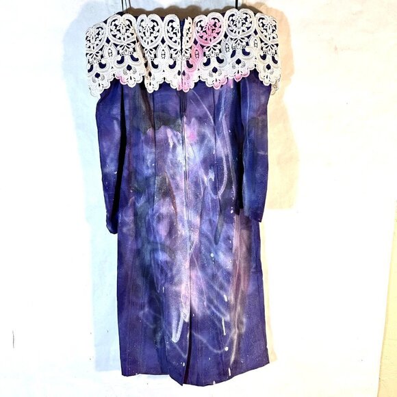 Jessica McClintock "Emily in Paris" Purple Lace Size 5 Gothic Prom Dress drip - Picture 7 of 7